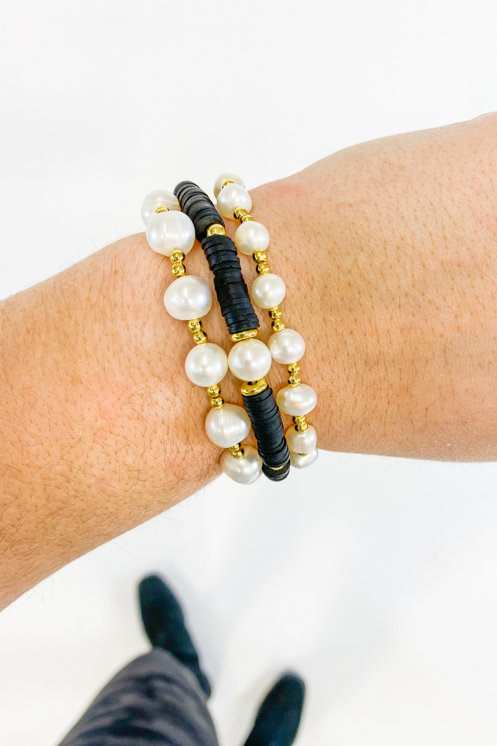 Black & Pearls Bracelet Set- SOLD INDIVIDUALLY