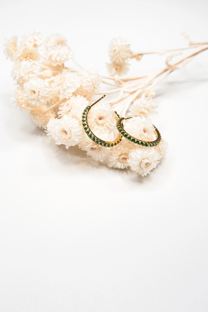 Green CZ Hoops- Small
