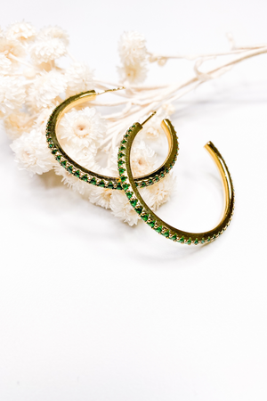 Green CZ Hoops- Large